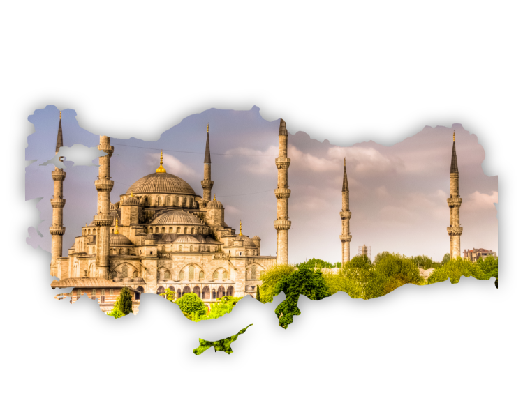Turkey Map Outline With Scenery Image Inside