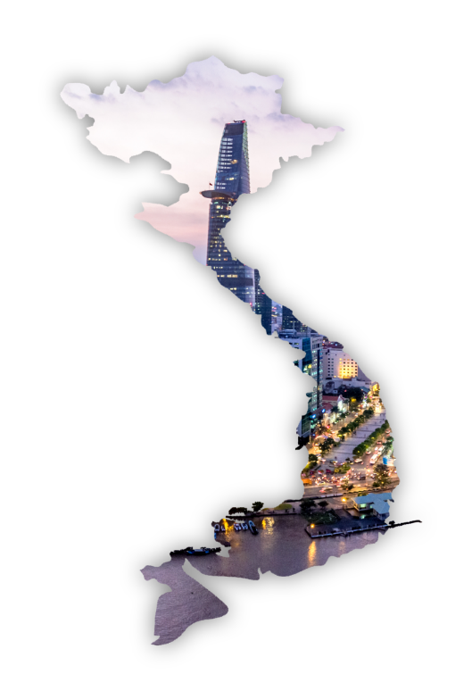 Vietnam Map Outline With Scenery Image Inside
